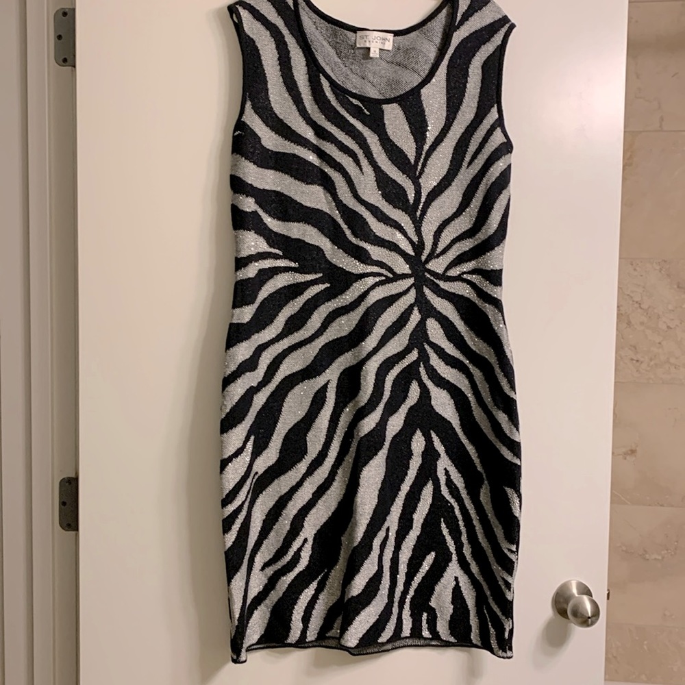 St. John Dress size 14 Glittering black and silver.